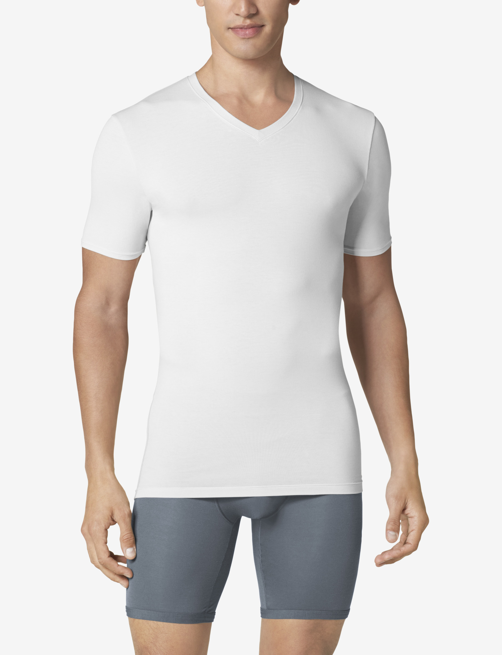 Second Skin High V-Neck Stay Tucked Undershirt (Soft Undershirts ...